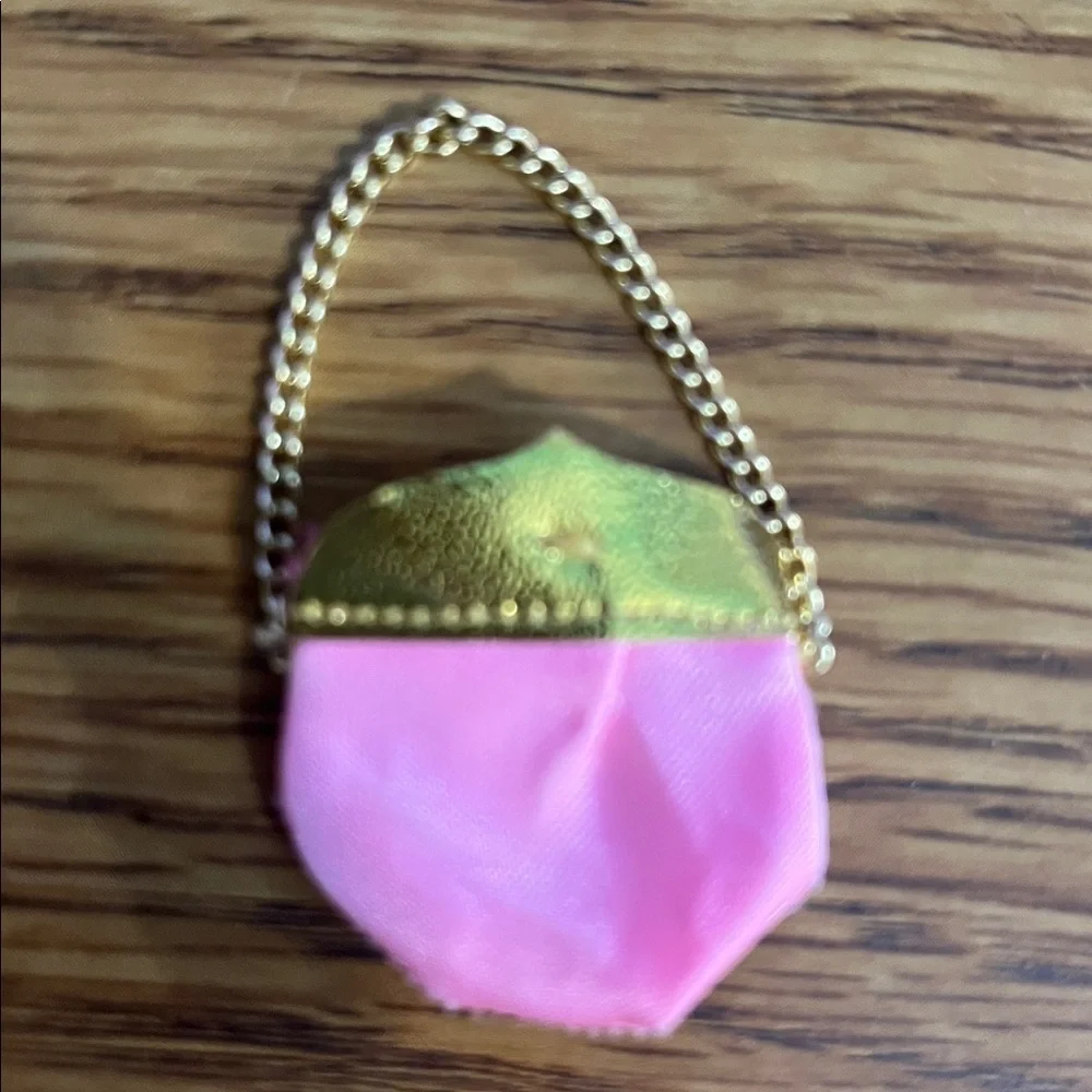 Vintage Barbie Pink Premier Pink Satin Bag Gold Chain 1969 #1596